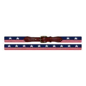 Old Glory Needlepoint Belt in Red, White and Blue   