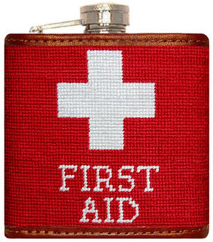 First Aid Needlepoint Flask  