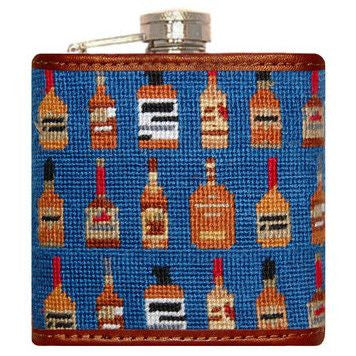 Bourbon Needlepint Flask in Blue  