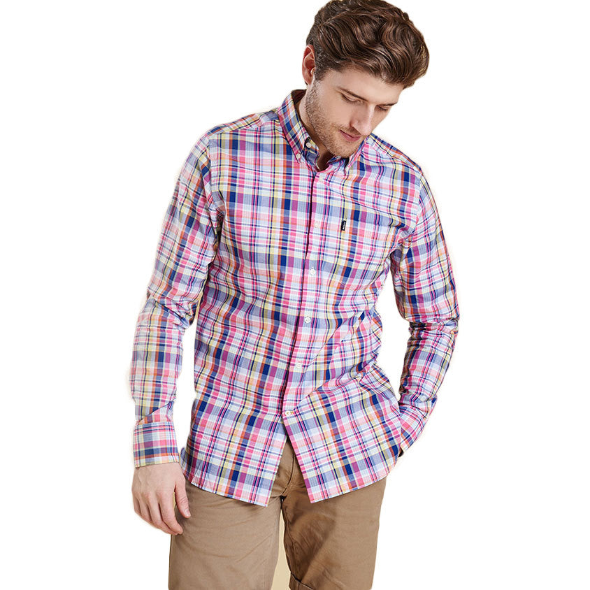 Douglas Tailored Fit Button Down in Candy Pink by Barbour  - 4