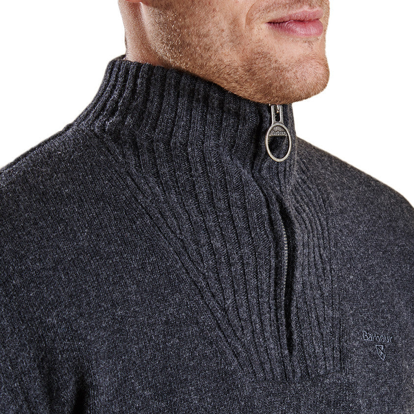 Barbour essential lambswool half zip jumper shop charcoal