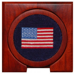 American Flag Needlepoint Coasters in Navy   