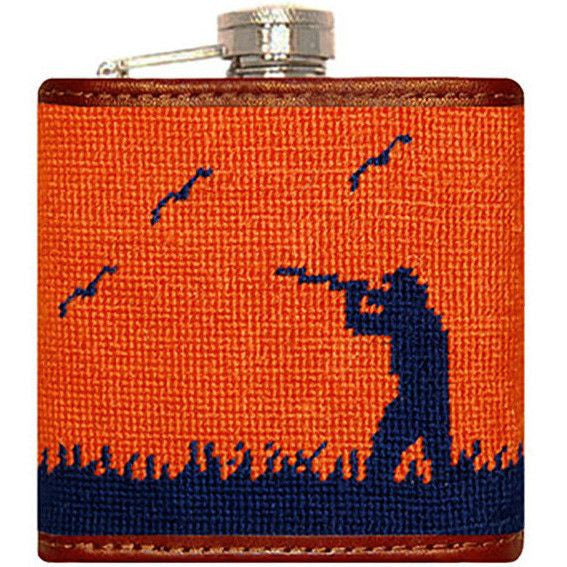 Bird Hunter Needlepoint Flask in Orange   