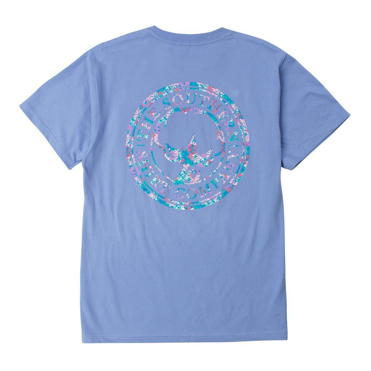 Floral Logo Tee Shirt in Cornflower Blue by The Southern Shirt Co.  - 1