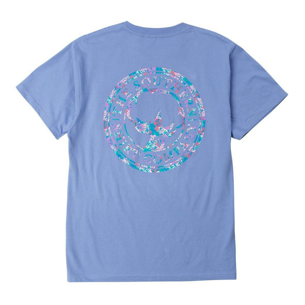 Floral Logo Tee Shirt in Cornflower Blue by The Southern Shirt Co.  - 1