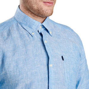 Frank Tailored Fit Button Down in Blue by Barbour  - 3