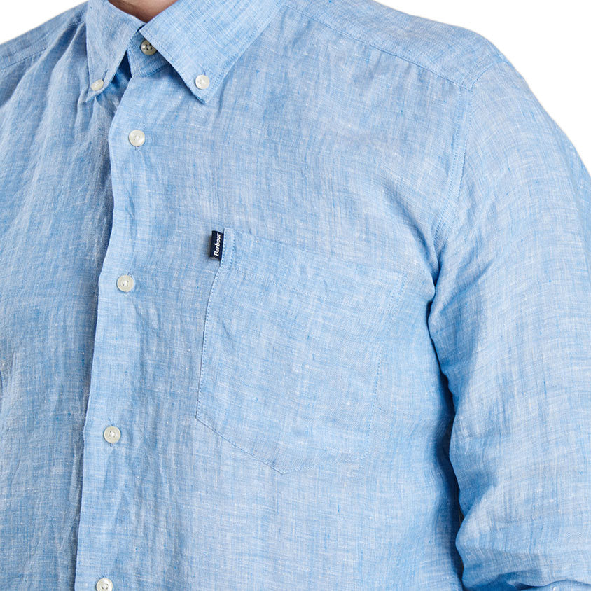 Frank Tailored Fit Button Down in Blue by Barbour  - 4