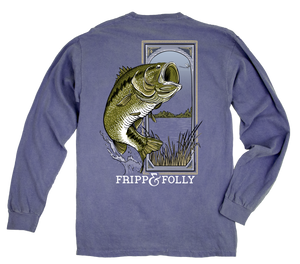 Large Mouth Bass Long Sleeve Tee in Blue Jean by Fripp & Folly 