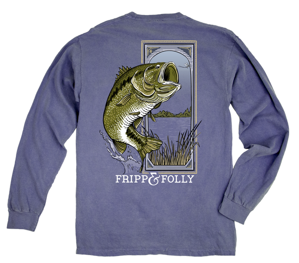 Large Mouth Bass Long Sleeve Tee in Blue Jean by Fripp & Folly 