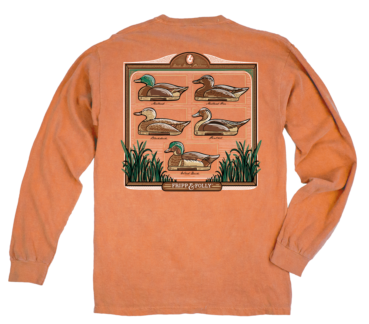 Duck Decoys Long Sleeve Tee in Salmon by Fripp & Folly 