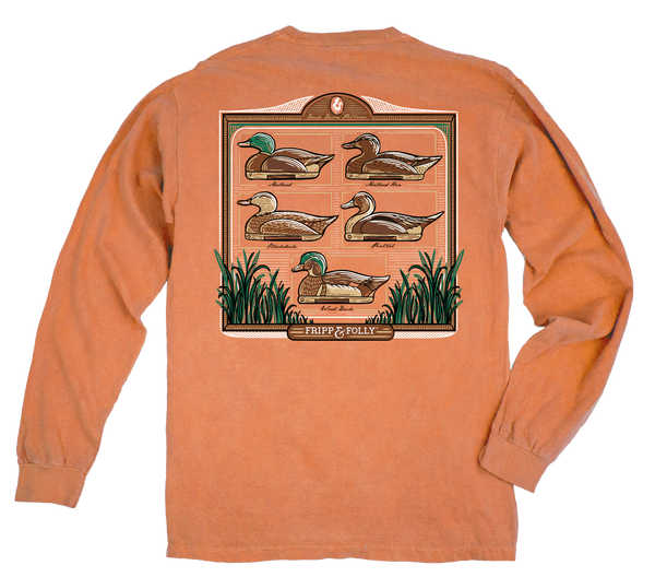 Duck Decoys Long Sleeve Tee in Salmon by Fripp & Folly 