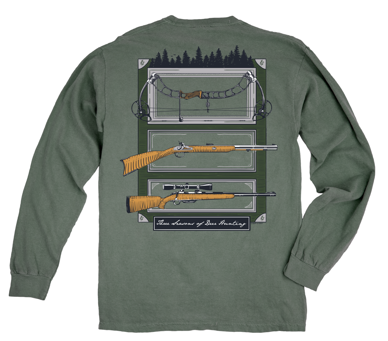 Seasons of Hunting Long Sleeve Tee in Light Green by Fripp & Folly 