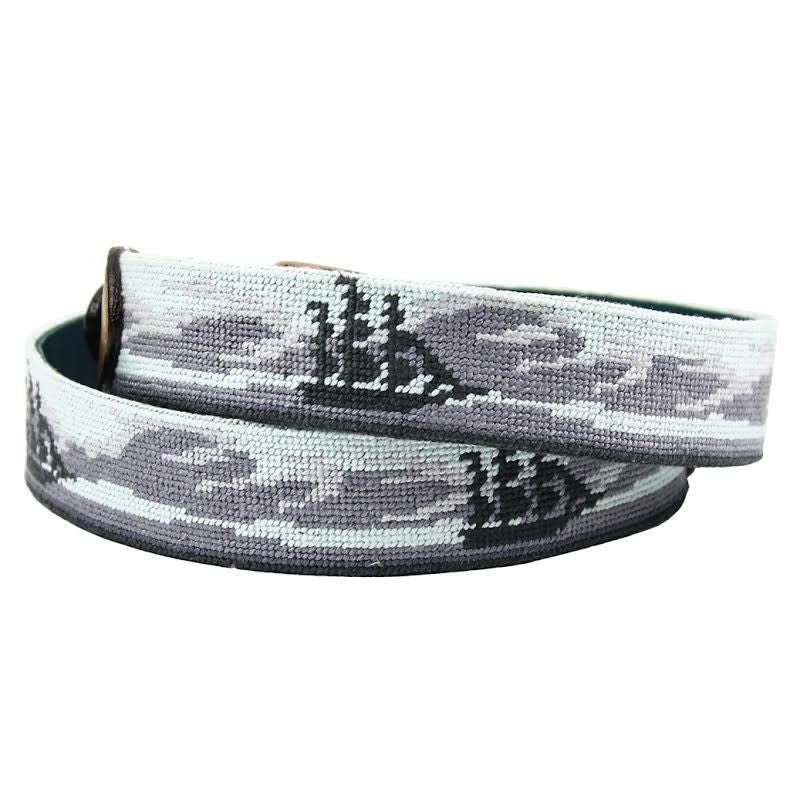 Ghost Ship Needlepoint Belt in Grey by Parlour  - 1