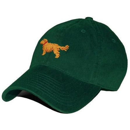 Golden Retriever Needlepoint Hat in Hunter Green  