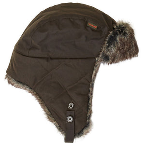 Grasmere Wax Trapper Hat in Olive