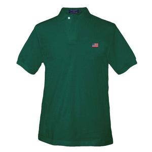 American Flag Needlepoint Polo Shirt in Hunter  