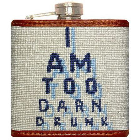 Eye Chart Needlepoint Flask in Beige   