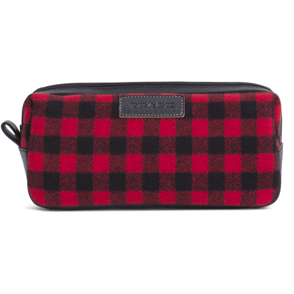 Jackson Toiletry Kit in Red and Black Italian Wool   