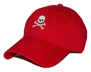 Jolly Roger Needlepoint Hat in Red  