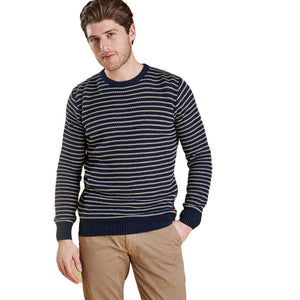 Legion Stripe Crew in Navy by Barbour  - 1