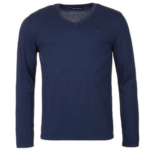 Lightweight V Neck Jumper in Navy by Barbour  - 4