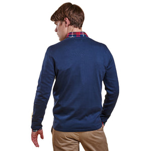 Lightweight V Neck Jumper in Navy by Barbour  - 3