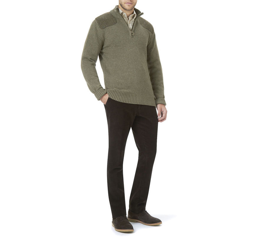 Weymouth Half Zip Jumper in Light Olive Green