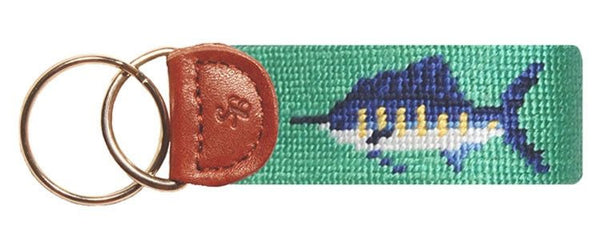 Bill Fish Needlepoint Key Fob in Mint Green  