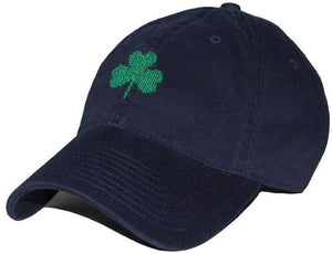 Shamrock Needlepoint Hat in Navy  