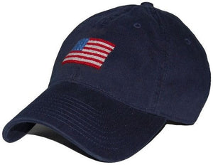 American Flag Needlepoint Hat in Navy  