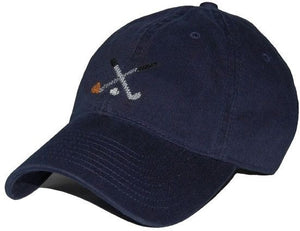 Crossed Golf Clubs Needlepoint Hat in Navy  