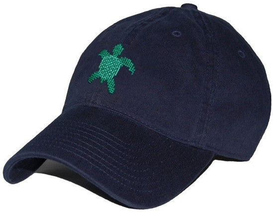 Sea Turtle Needlepoint Hat in Navy  