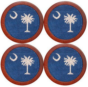 South Carolina State Flag Needlepoint Coasters in Blue  