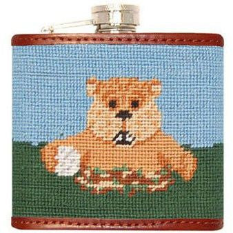 Caddyshack Needlepoint Flask in Blue and Green  