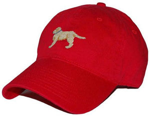 Yellow Lab Needlepoint Hat in Red  
