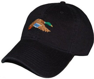 Flying Mallard Needlepoint Hat in Black  