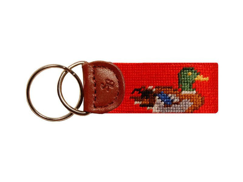 Ducks Needlepoint Key Fob in Orange   