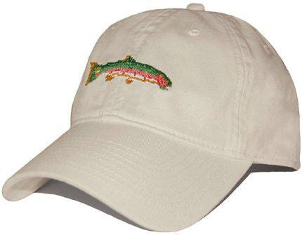 Big Trout Needlepoint Hat in Stone  