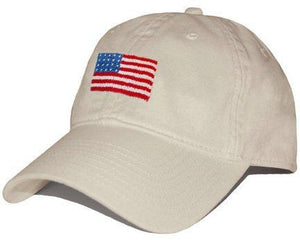American Flag Needlepoint Hat in Stone  
