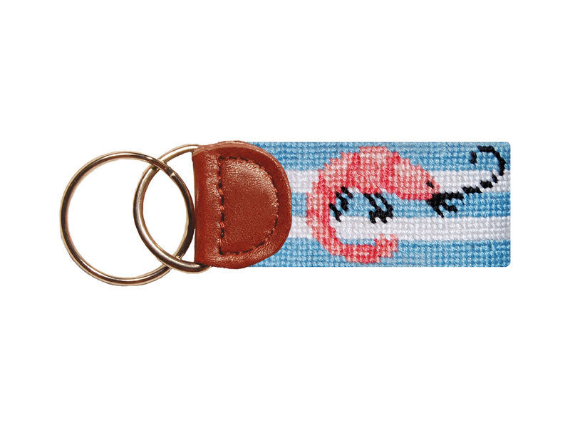 Shrimp Boil Needlepoint Key Fob in Blue  
