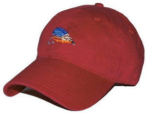 Fishing Fly Needlepoint Hat in Rust Red  