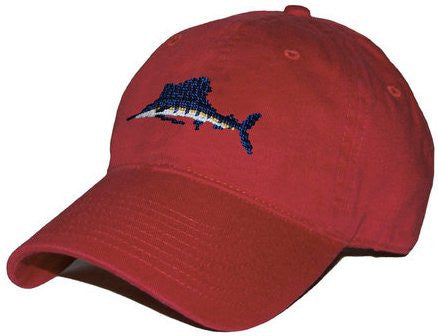 Sailfish Needlepoint Hat in Rust  