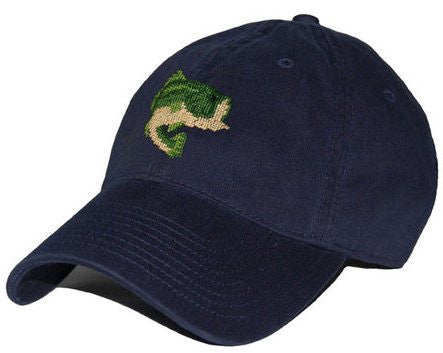 Largemouth Bass Needlepoint Hat in Navy   