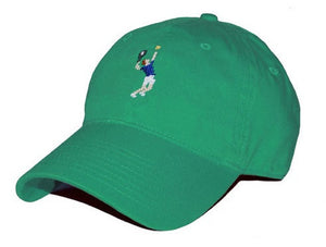 Tennis Player Needlepoint Hat in Kelly Green  