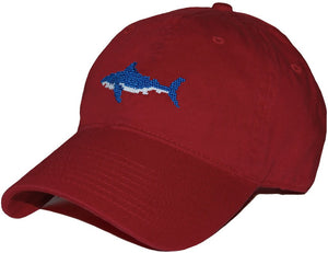 Shark Needlepoint Hat in Faded Red  