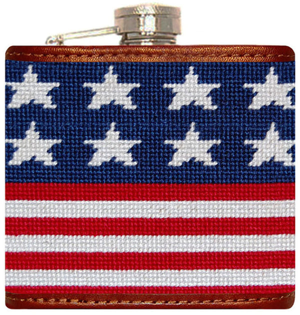 Old Glory Needlepoint Flask in Red, White, and Blue  