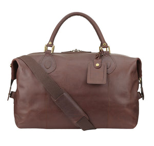Leather Medium Travel Bag in Dark Brown