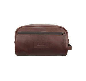 Leather Washbag in Dark Brown