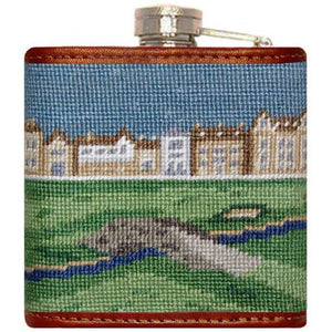 Old Course Needlepoint Flask   