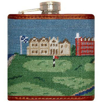Old Course Needlepoint Flask   